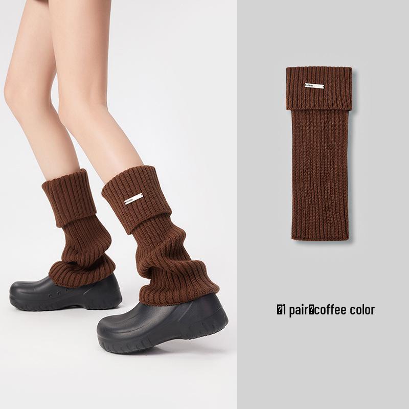 Guêtres Tricotées Couleur Unie pour Femmes - Chaussettes Longues Style Y2K pour le Printemps et l'Automne