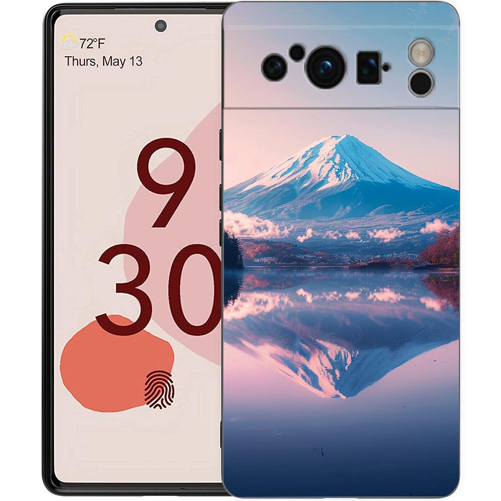 Japan Mount Fuji Painting Cherry blossom Phone Case For Google Pixel 9 8 9A 8A 7 7A 6 Pro XL 6A 5G Black Soft Back TPU Cover