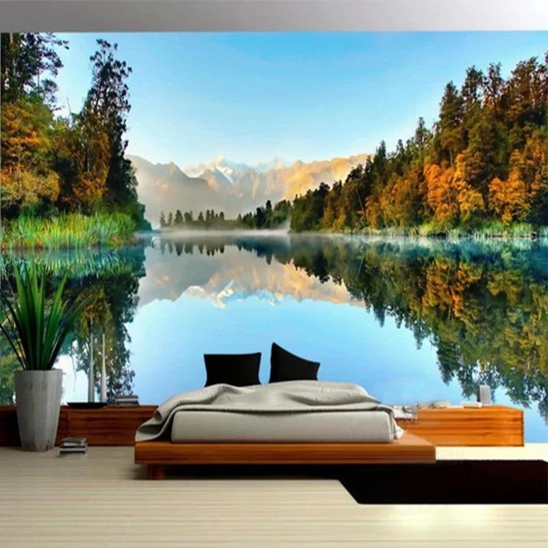 Fototapet 3d Lac Pădure Munte Fototapet Sufragerie Tv Dormitor Decor Home Decor
