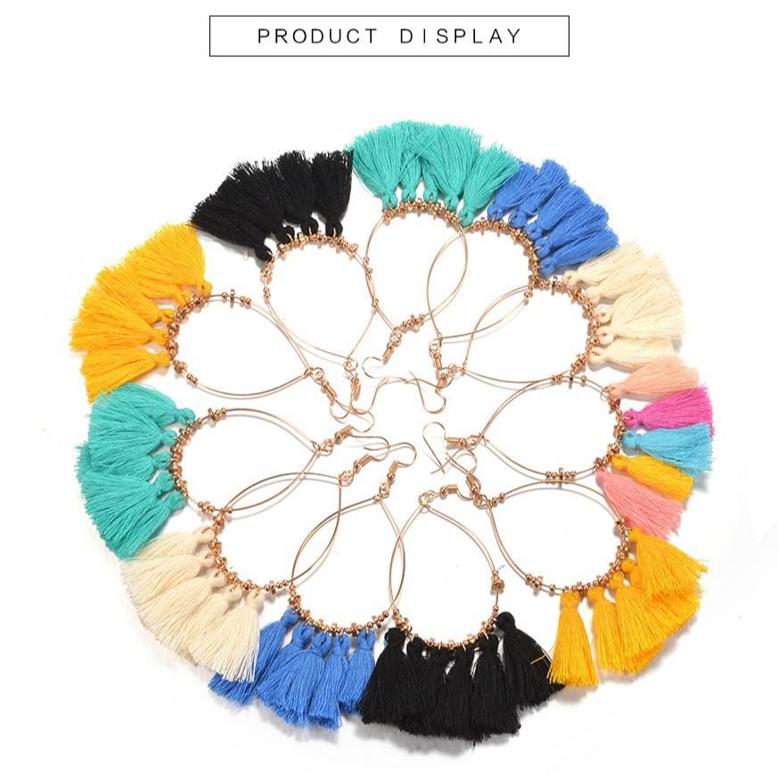 Ohrringe mit Quaste Verdrehte Ohrringe Handgefertigt Mehrfarbige Quaste Vielseitige Damenohrringe