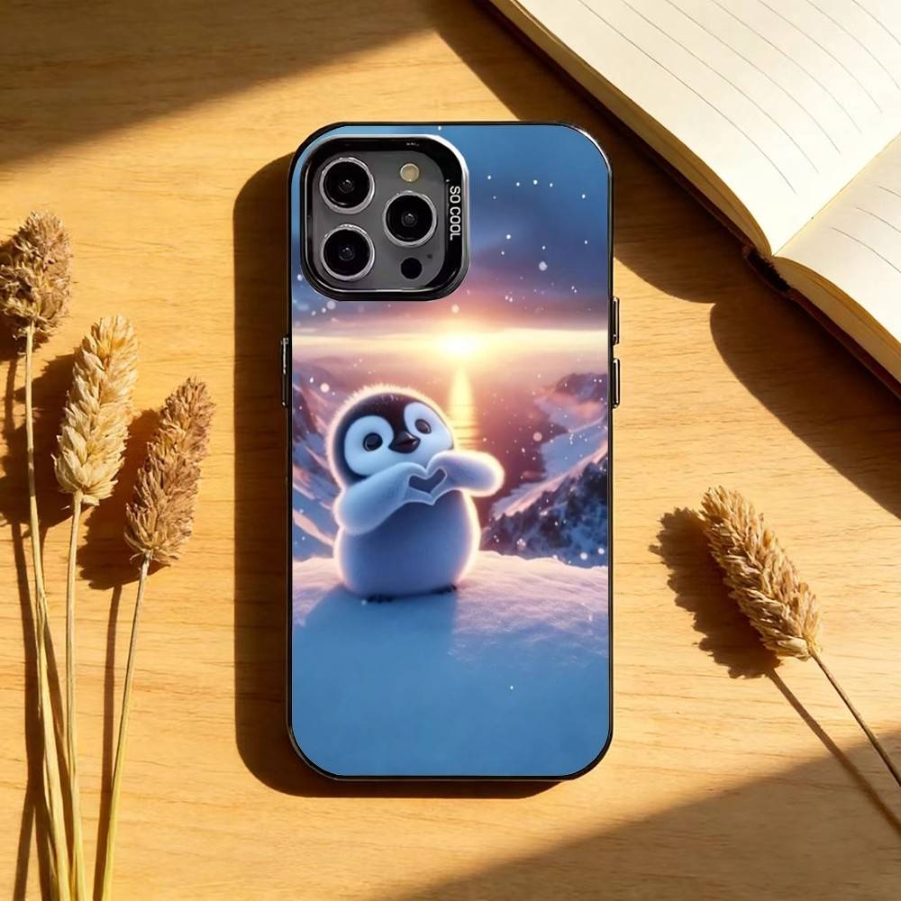 Funny Happy P-PenguinS Phone Case For iPhone17,16,15,14,13,12,11 Plus,Pro Max Black Candy silver phone case iPhone16