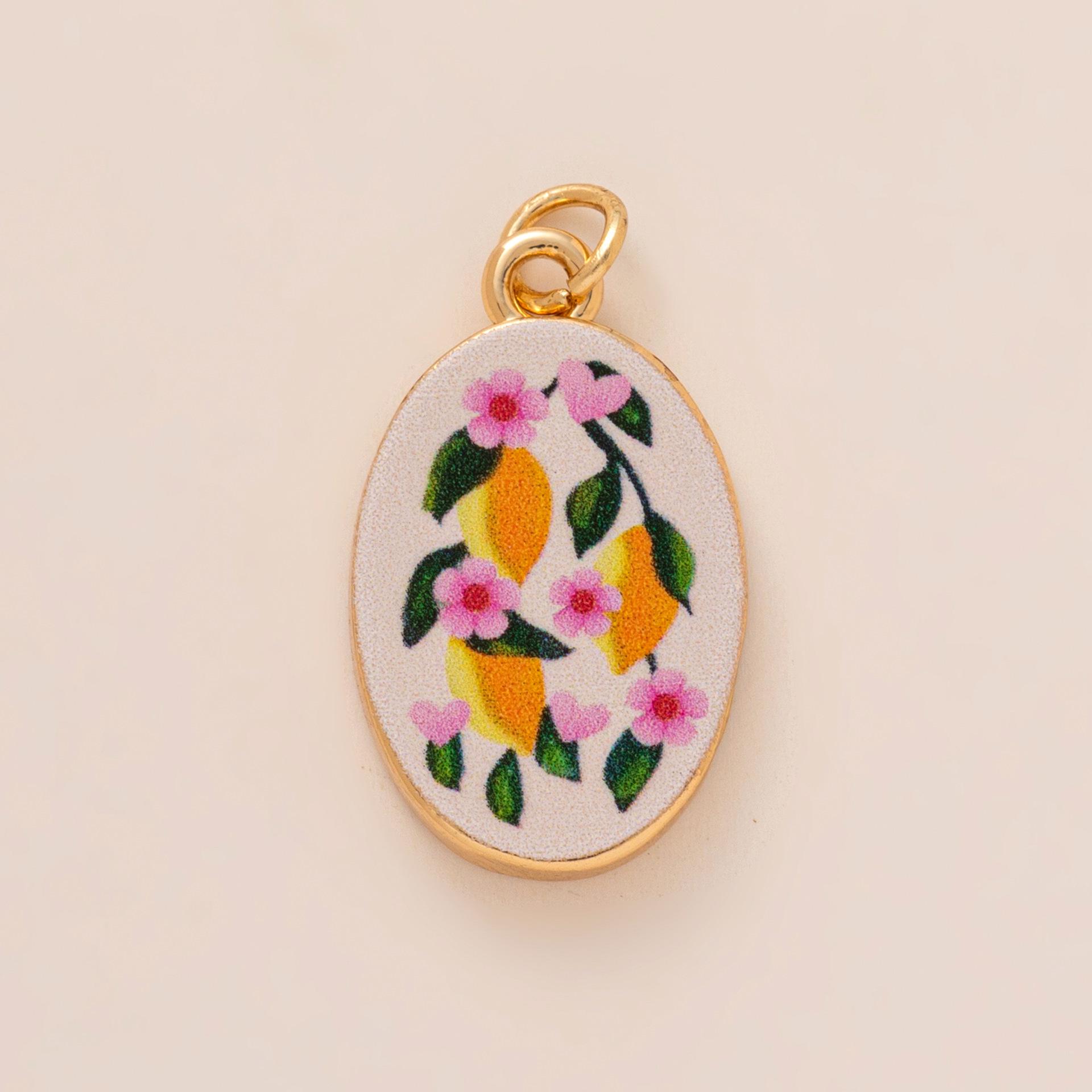 European & American DIY Dopamine Necklace with Heart & Fruit Pendants, Copper, 18K Gold-Plated, Color Retention.