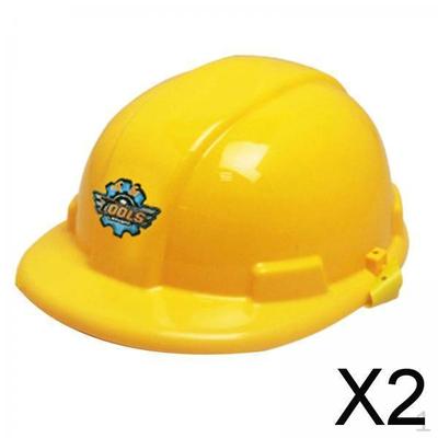 2x Kids Construction Hat Child Engineer Hard Cap Boys Girls Realistic Toy Worker Helmet