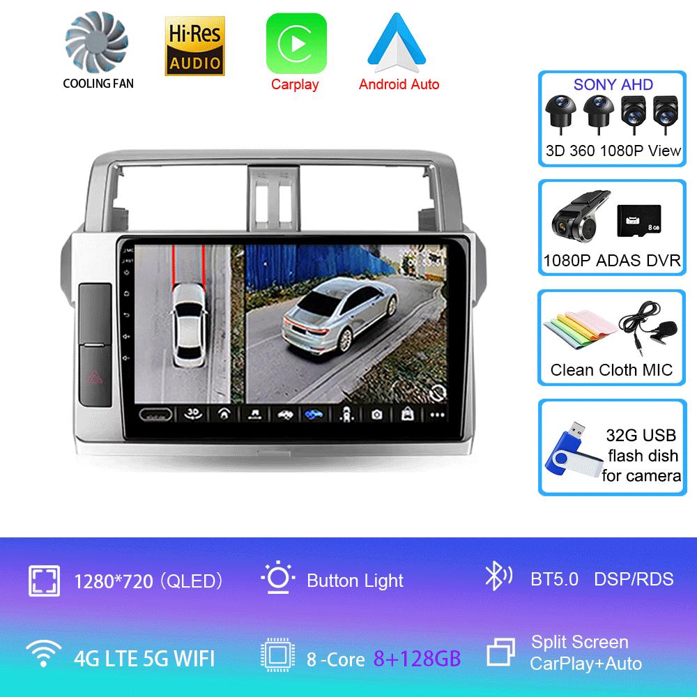 For Toyota Land Cruiser Prado 150 2013 2014 - 2017 Car Radio Android 14 Navigation Multimedia Player GPS WiFi+4G Video Carplay