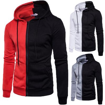 Men Long Sleeve Hoodie Stitching Zipper Coat Jacket Outwear Sport Tops Men's Casual Sweater