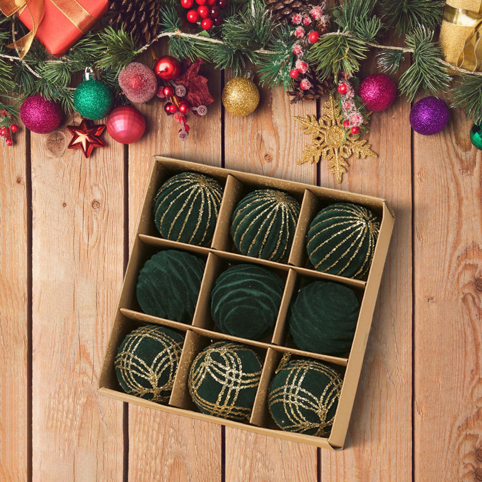 

6cm Flocked Christmas Ball Ornaments with Hanging Loops, Multipurpose Festive Mantel Decorations, темно-зелений колір