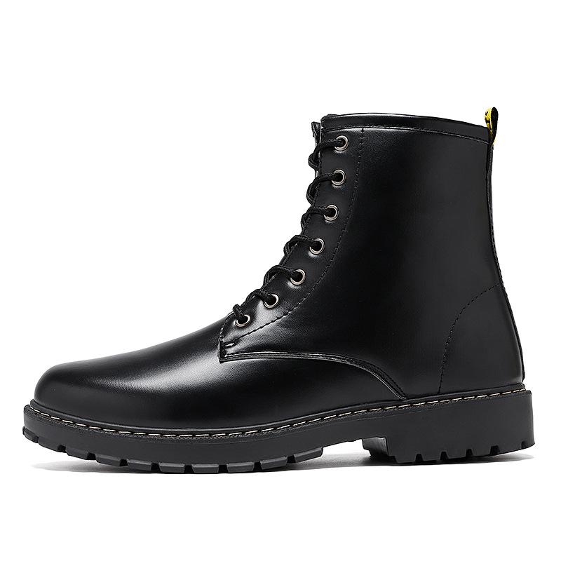 Autumn new Martin boots men's British style black leather boots casual trend warm high top boots fashion