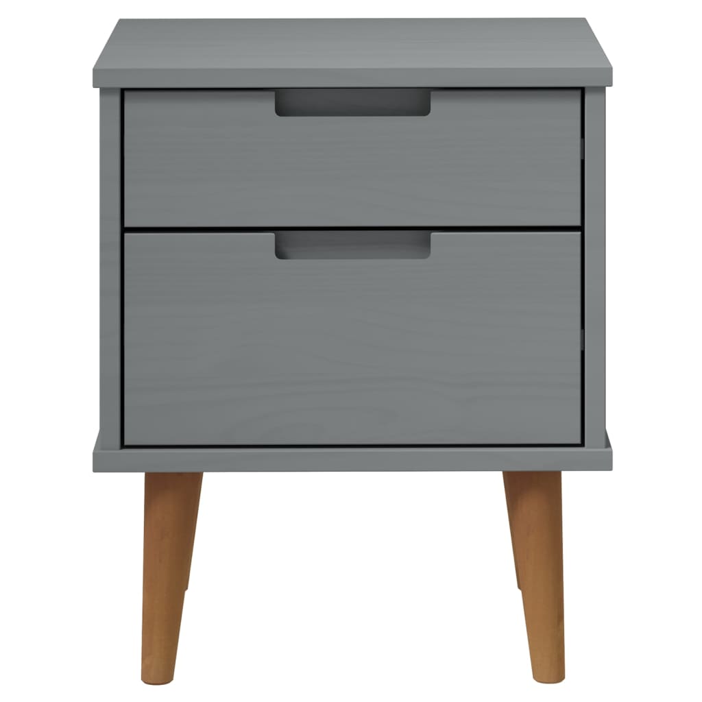 Nightstand MOLDE Gray 40x35x48 cm Solid Pine Wood