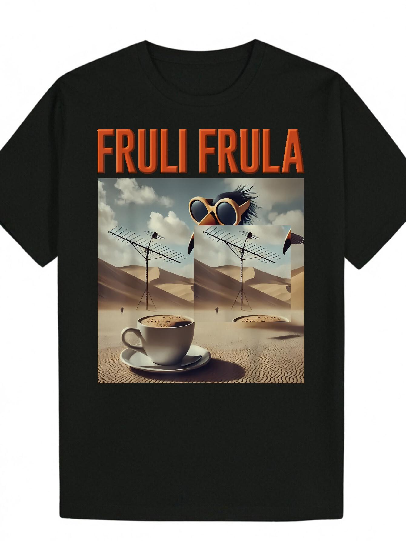 Graphic T-shirt - Surreal Desert Coffee Cup & Fashion Glasses Design XXL