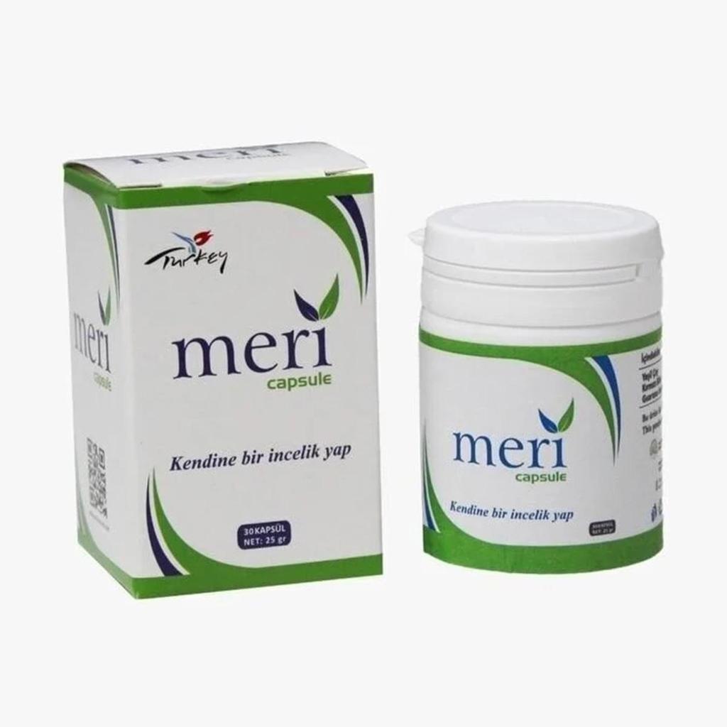 Meri Detox Bylinné Kapsle 30 ks – Zelený Čaj & Extrakt z Guarany Botanická Směs, Bylinná Kapsle Rostlinného Původu Doplněk Strava
