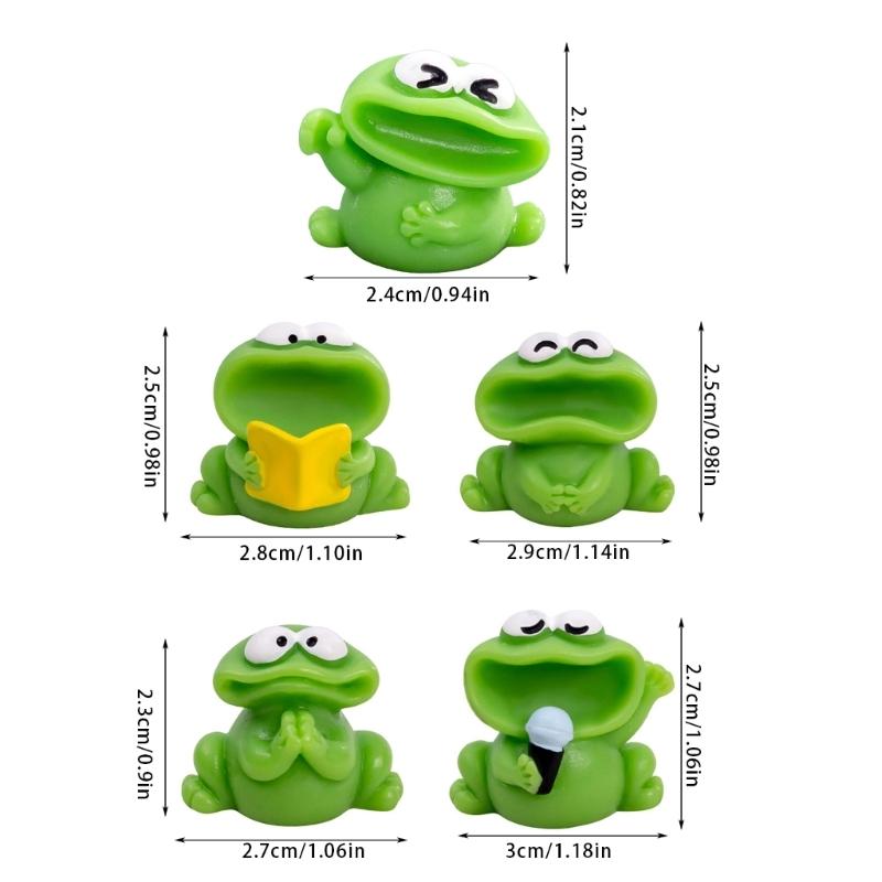 5Pcs Cartoon Big Mouthed Choruses Frog Miniature Figurines Resins Statues Landscape Garden Lawn Home Decorations Gift