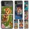 Superior Tiger Pattern Art Hard PC Phone Case For Samsung Galaxy Z Flip 7 6 5 4 3 Black ZFlip7 ZFlip6 Flip5 Flip4 Flip3 5G Print