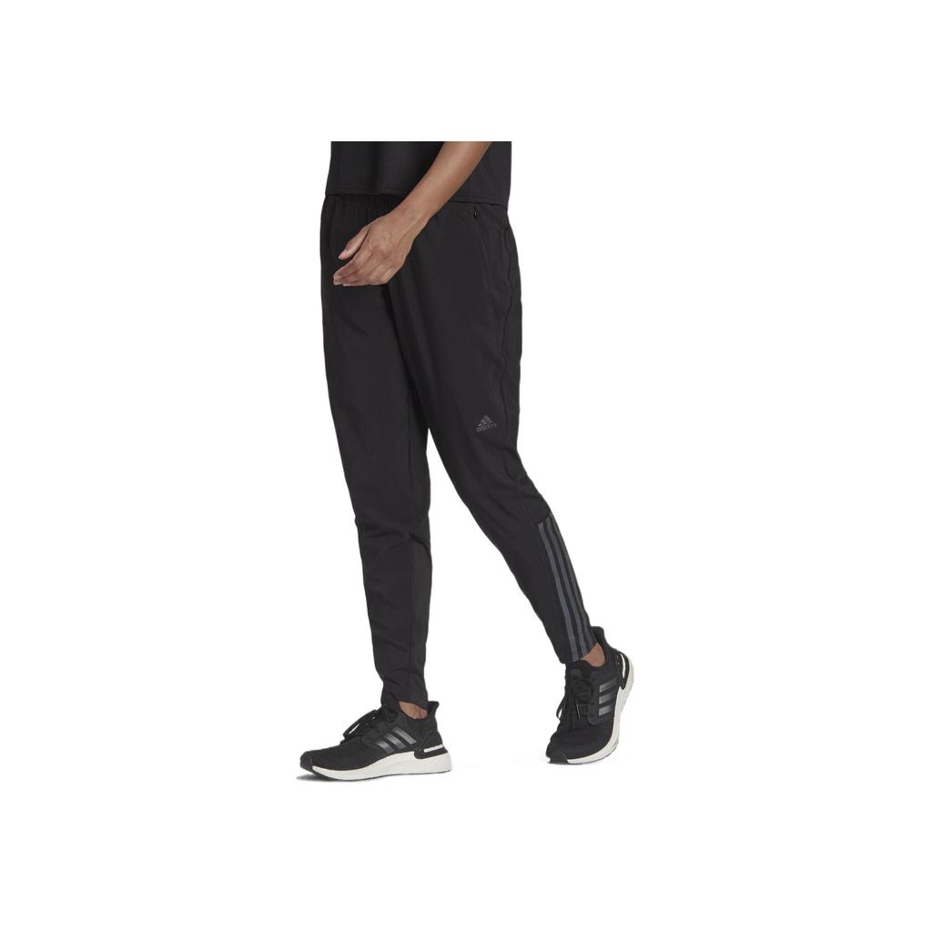 adidas Logo Print Striped Elastic Straight-Leg Sweatpants Women Bottoms Black HB6501