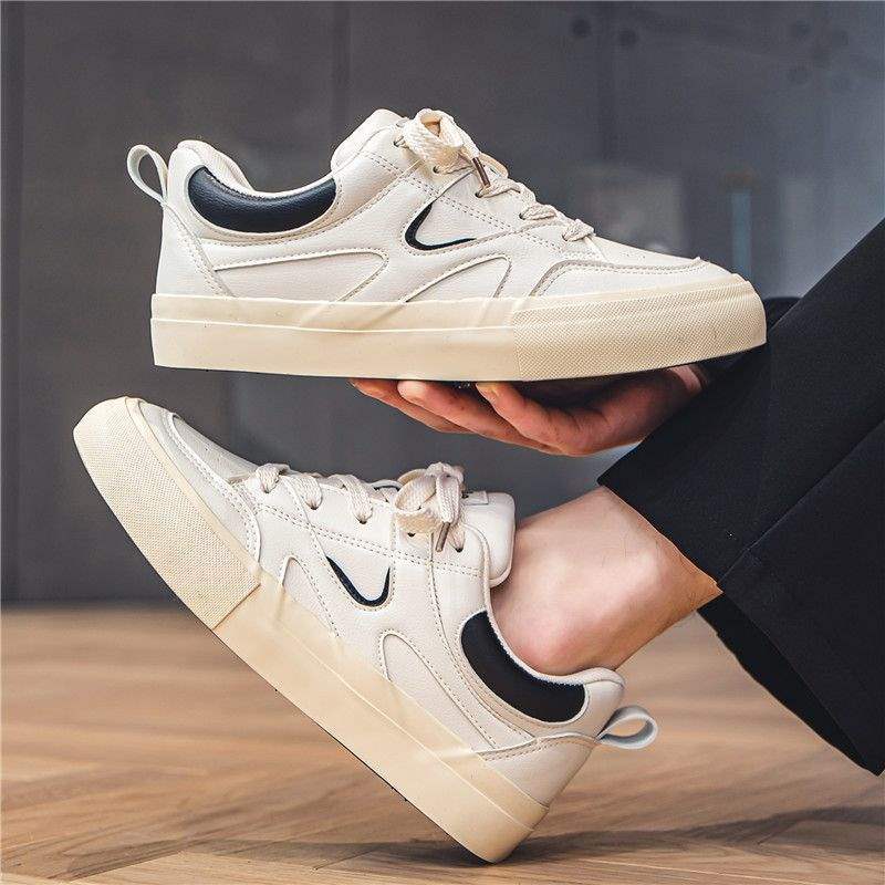 Yuanbo yuanbo herrskor trendiga skor 2025 nya brädskor herrskor små vita skor mångsidigt mikrofiberläder Guochao sportskor