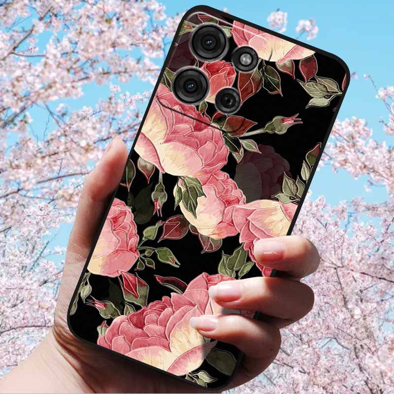 For Motorola Moto G15 4G/ G15 Power/G75 5G 3D Relief Flower Emboss Soft Silicone Cases Back Cover with 3D Flower Patter for G15
