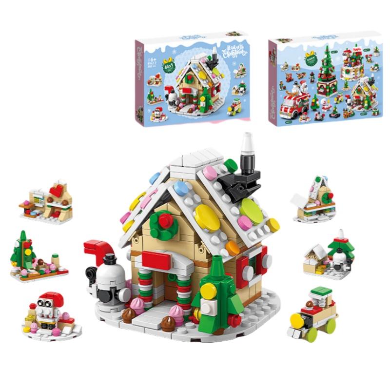 Kids Christmas Gift Micro Building Block Toys Children Santa Claus Reindeer Puzzle Assembling Bricks Table Decor Toys For Boys