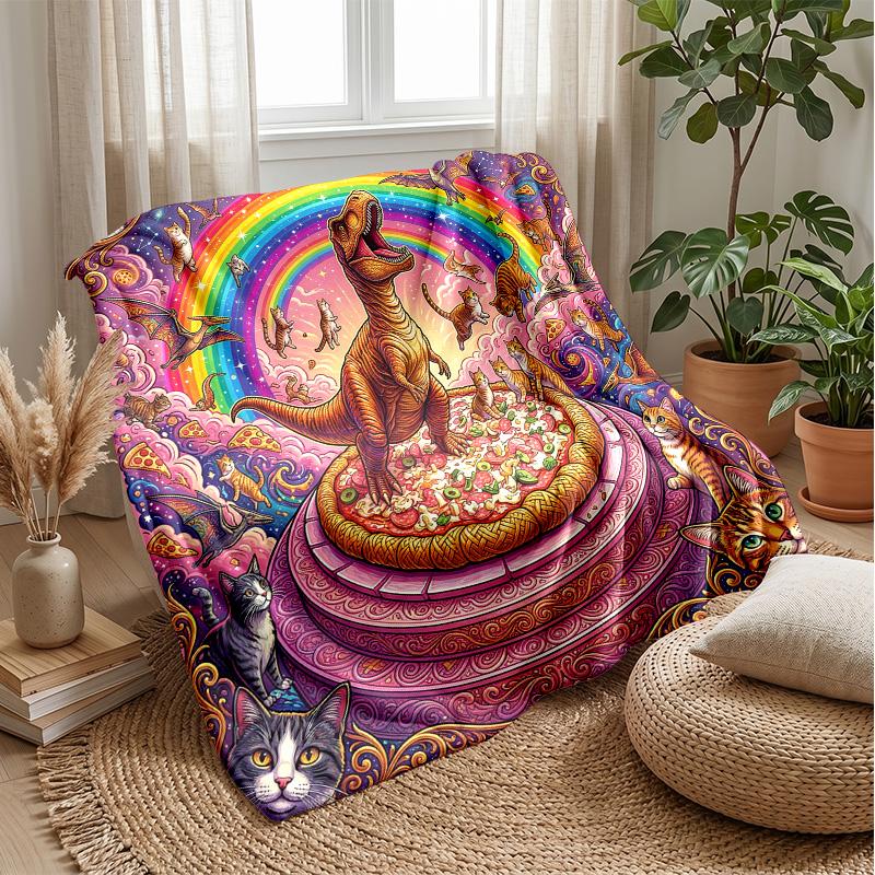 Dinosaur Dreams in the Sky blanket Personalized Name Flannel Blanket Soft Cozy Plush Throw for Sofa Bed Lightweight Home Decor