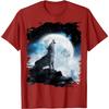 Kosmischer Wolf Heulender Mond Grafik T-Shirt Herren Lässig Rundhals Atmungsaktiv Kurzarm T-Shirt