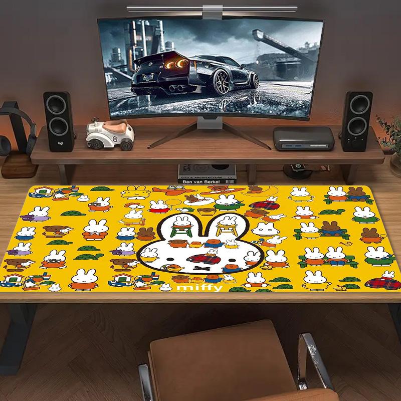 Miffy Color Mouse Pad Large Gaming Table Cushion Non-slip Laptop Tablet Big Mousepad XXL Mat Mini PC Playmat With Lock edge