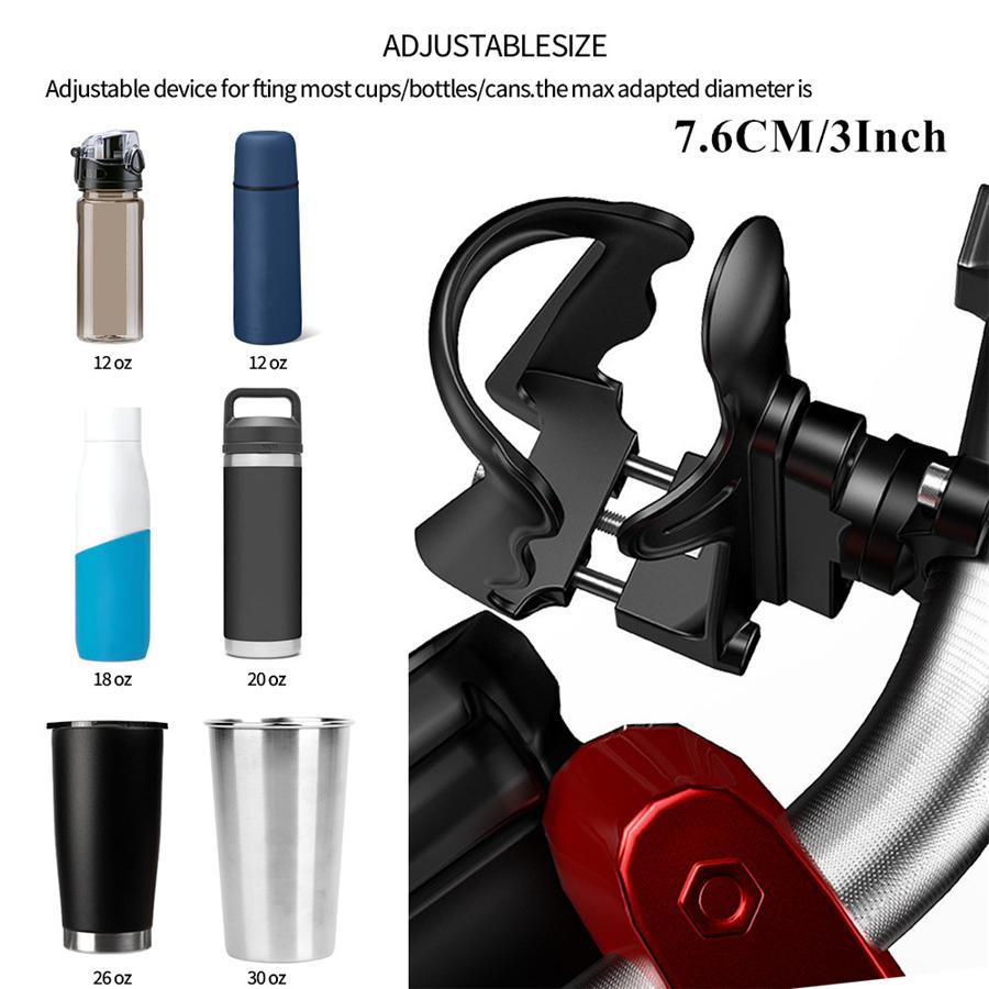 Motorcycle Scooter Bike Drink Cup Holder Water Bottle Mount Stand Aluminum Black