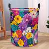 1pc Foldable Round Laundry Hamper Basket with Flower Garden Pattern - Lightweight Portable Clothes Storage Bin Suitable For, Room, Bathroom, Closet Or