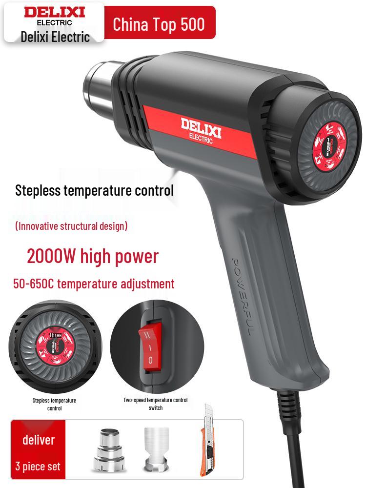 Delixi Digital High-Temp Hot Air Gun - Industrial Grade Blower for Grout, Sealing, and Baking.