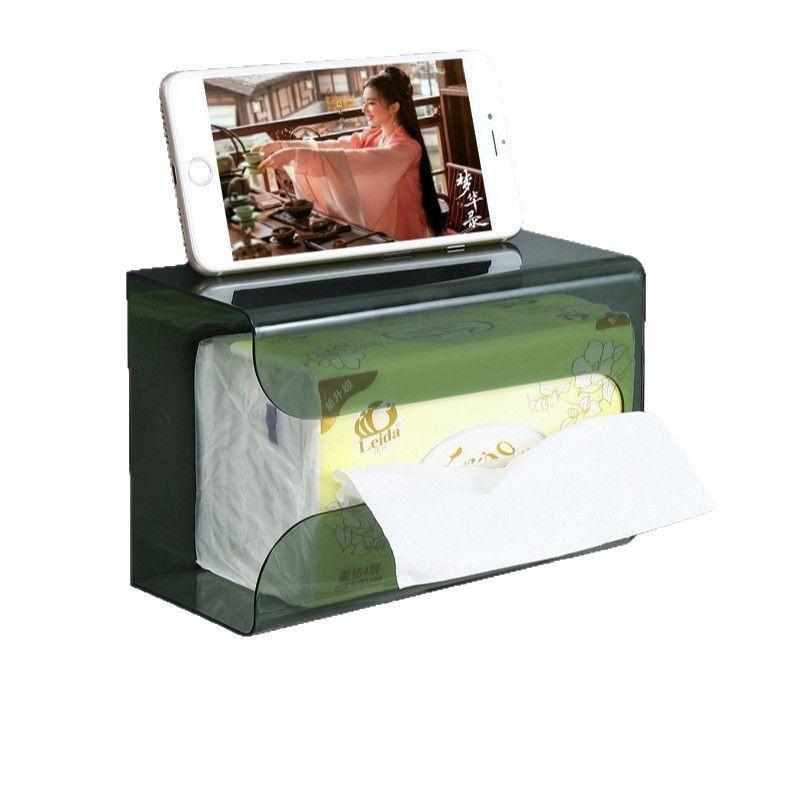 Transparente Taschentücherbox, Acryl-Taschentücherbox, für Toilette, Küche und Wohnzimmer, Kein Bohren erforderlich, Haushalts-Kunststoffbox, Taschentücher-Aufbewahrungsständer