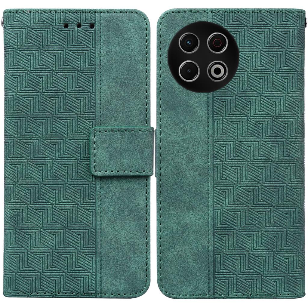 For TECNO Spark 30 Pro 4G Case Geometry Pattern Leather Wallet Phone Cover with Wrist Strap