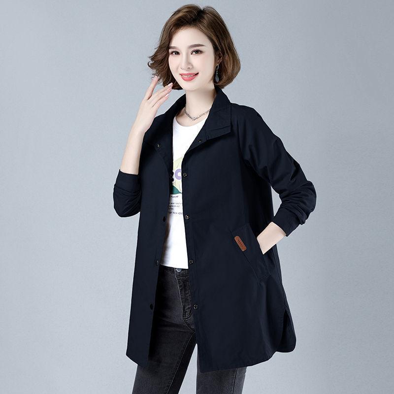 Spring Autumn Trench Coat Mid-Length Windbreaker Women Thin Shirt Outerwear Female Cardigan Khaki Clothing