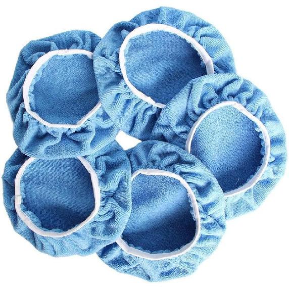 ZYTC Car Polishing Waxing Sleeve Woolen Polisher Pad Bonnet Microfiber Waxer Pad Soft Pack of 5 (Wool White, 9 -10 ) 5 -6