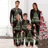 Set haine de casă de Crăciun cu gât rotund imprimat, mâneci lungi și pantaloni lungi pentru părinți și copii