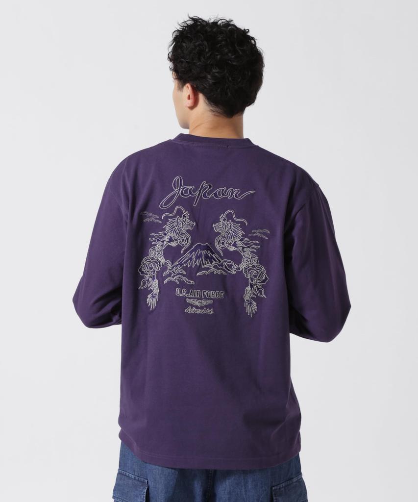 AVIREX Double Dragon Souvenir Size T-Shirt, Men's, M, 080, Purple, 783-5130011