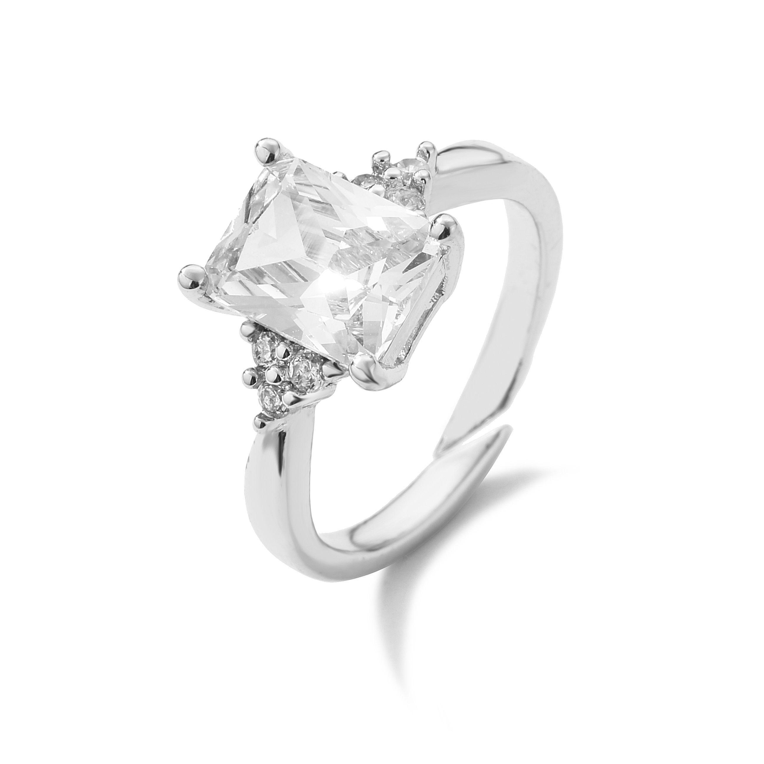 

HECHENG, Simple Square Zircon Gold Color Open Rings for Woman Zircon Wedding Party Ladies Luxury Ring медный/белый