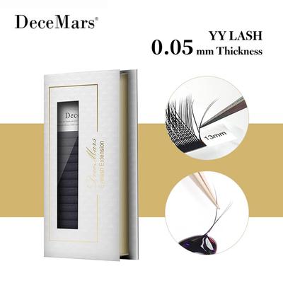 YY Eyelash Extensions Black - 0.05mm D Curl or C Curl 2D(4D)  Y Shaped Mesh Wispy Clusters 12 Rows Pre Fanned Eye Lashes