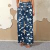 Women's Printed Wide Leg Pants With Pockets High Waist Drawstring Loose Casual Pants