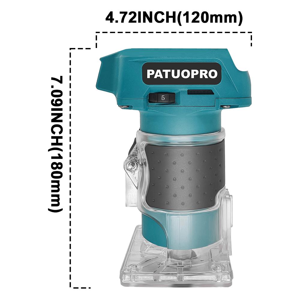 PATUOPRO 5-Speed Brushless Electric Trimmer Cordless Router Slotting Circling Carving Trimming Power Tool For Makita 18V Battery