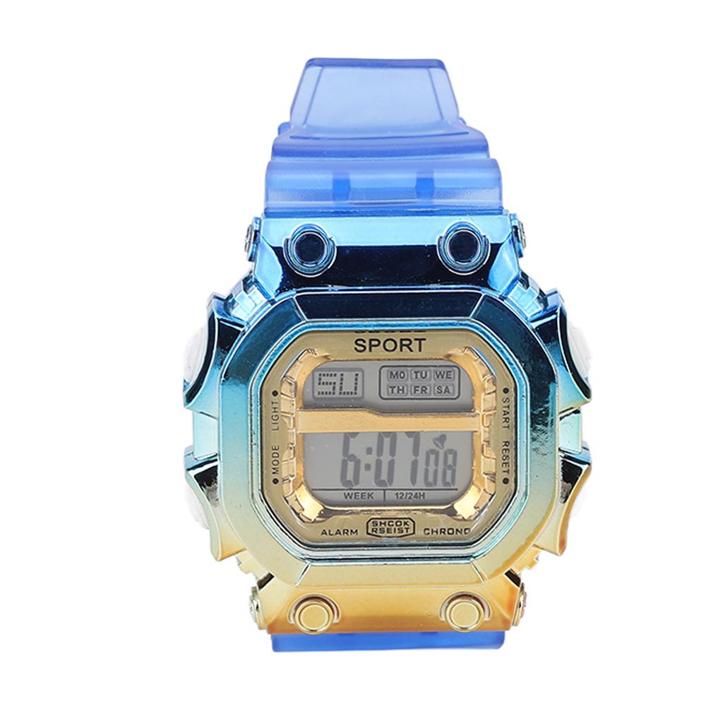 Orologio Digitale Quadrato Colorato con Quadrante a Gradiente e Cinturino Trasparente Opaco Impermeabile per Uso Quotidiano e Sportivo per Studenti