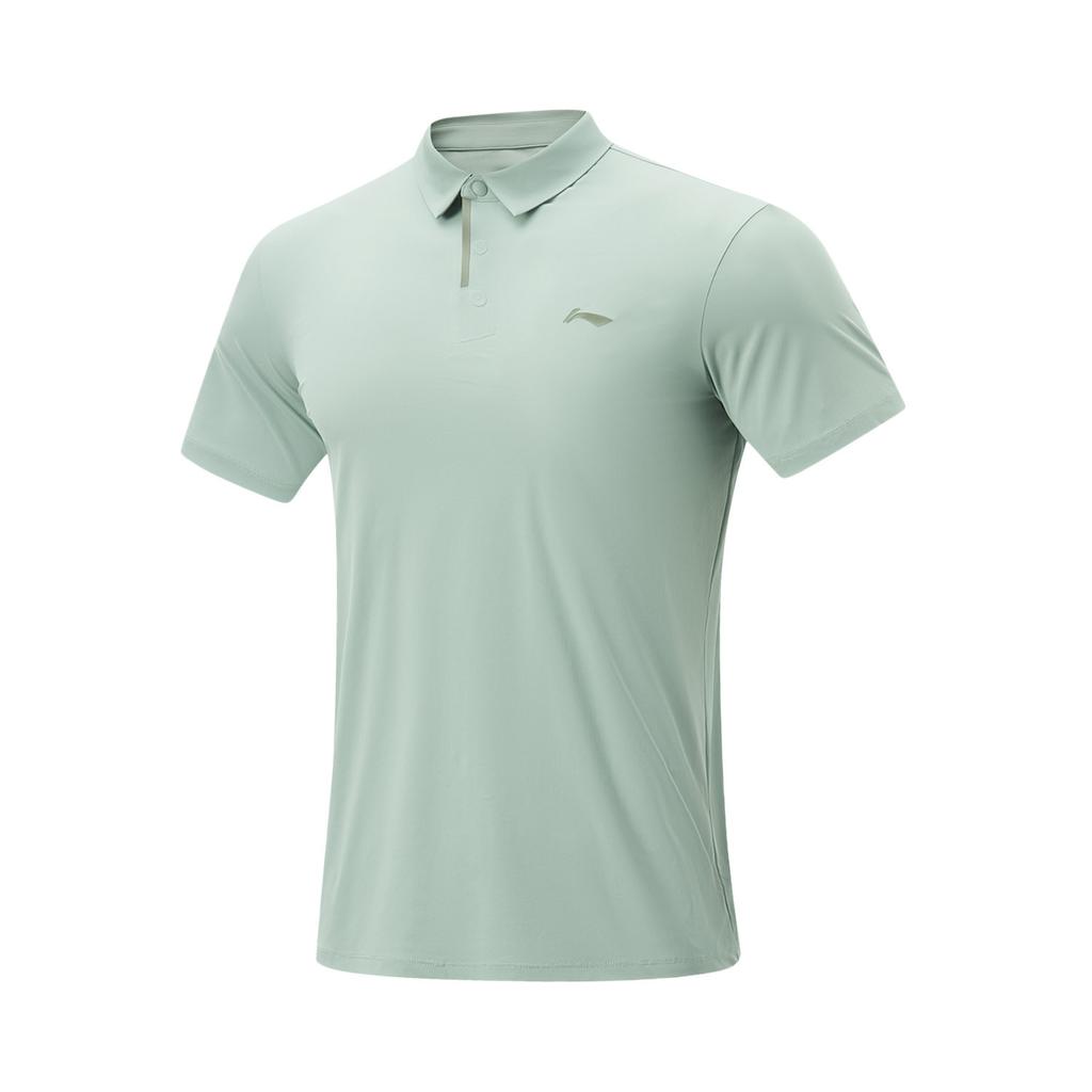 Li-Ning Solid Color Comfortable Breathable Versatile Short Sleeve Polo Shirt Men tops Light-Green APLU747-4