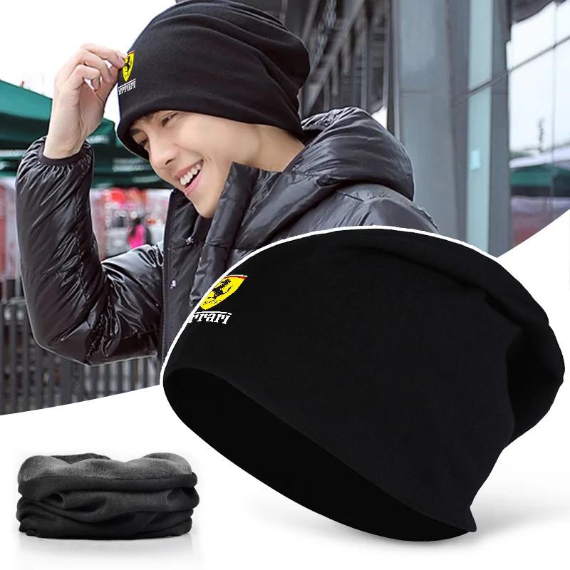 Car Hip Hop Cap Unisex Beanie Knitted Hat Fleece-lined Windproof Hats For Ferrari SP1 812 F40 F12TDF SF90 458 488 599 612 FF F12