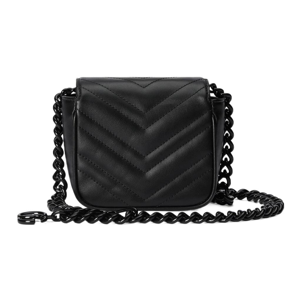 Gucci GG Marmont Series Double G Logo Quilted Leather Waist Bag Women waist bag Black 739599-UM8KV-1000