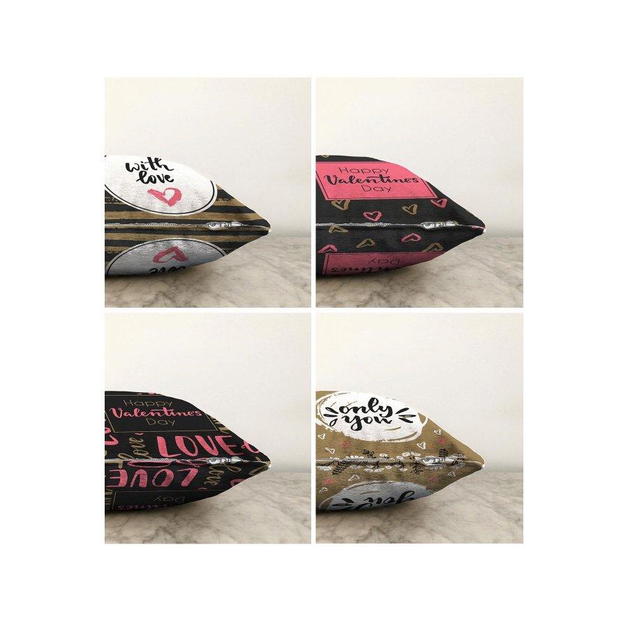 4-teiliges doppelseitig bedrucktes Kissenbezug-Set „Valentine's Day Concept“.