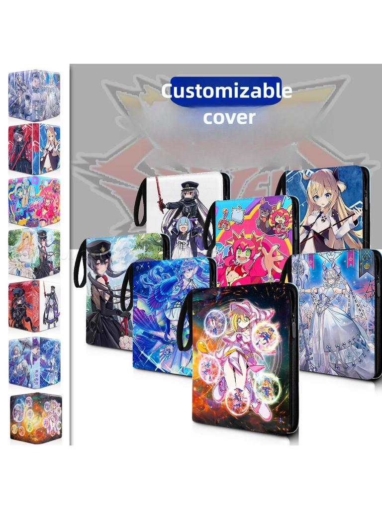 Custom Cover 500+ Capacity A4 Yu-Gi-Oh! Binder Premium PU Leather 9-Pocket Zippered Album TCG Organizer with Refillable Pages