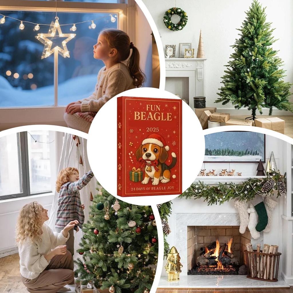 Cute Dog Advent Calendar 24 Days 2D Acrylic Christmas Countdown Decor for Car Rearview Mirror Classroom Stocking Stuffer Gift