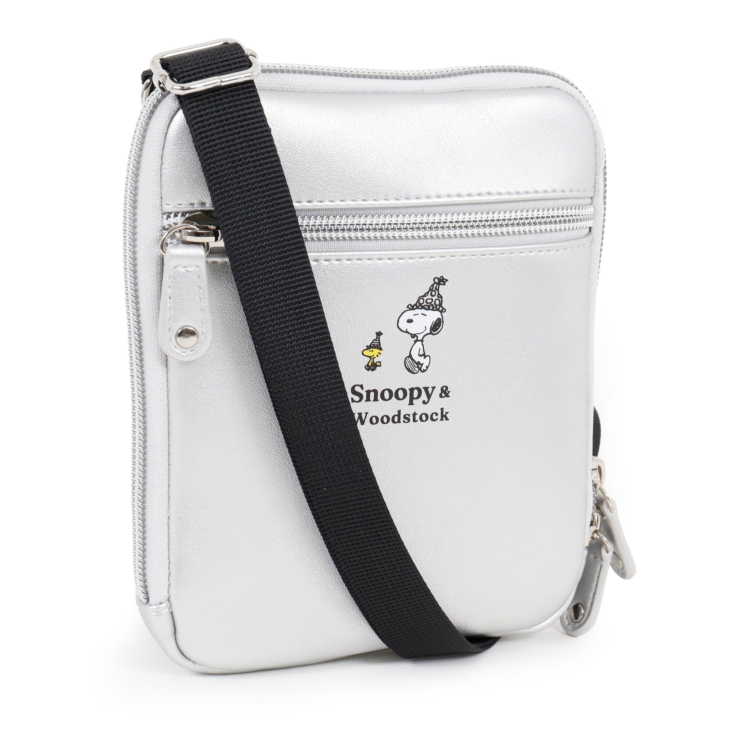 Sacoche Wallet Shoulder Smartphone Wallet Woodstock Cute [Snoopy] Women s Bag, Pouch, Pouch, Character, (Silver)