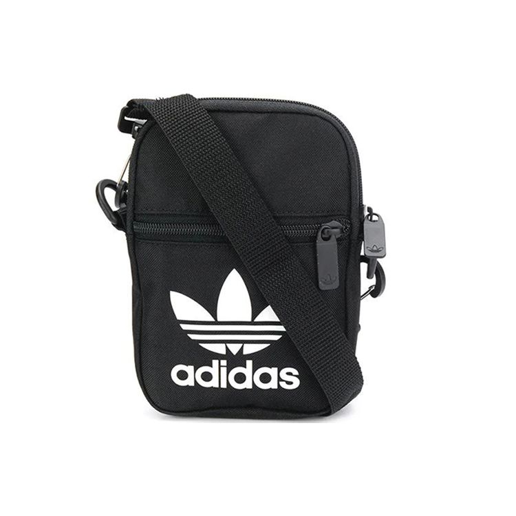 Adidas Originals Trefoil Large Logo Print Zipper Polyester Phone Bag Shoulder Crossbody Mini Unisex bags Black EI7411 Black