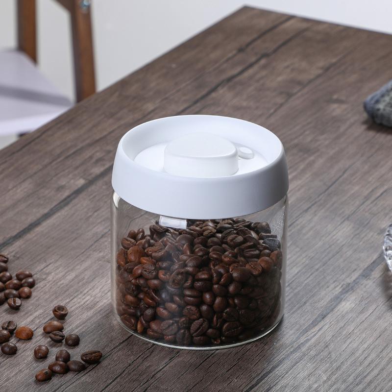 Coffee bean sealed tank Moisture-proof storage tank Vacuum fresh-keeping tank Glass tea tank Storage tank Storage box Tea leaves