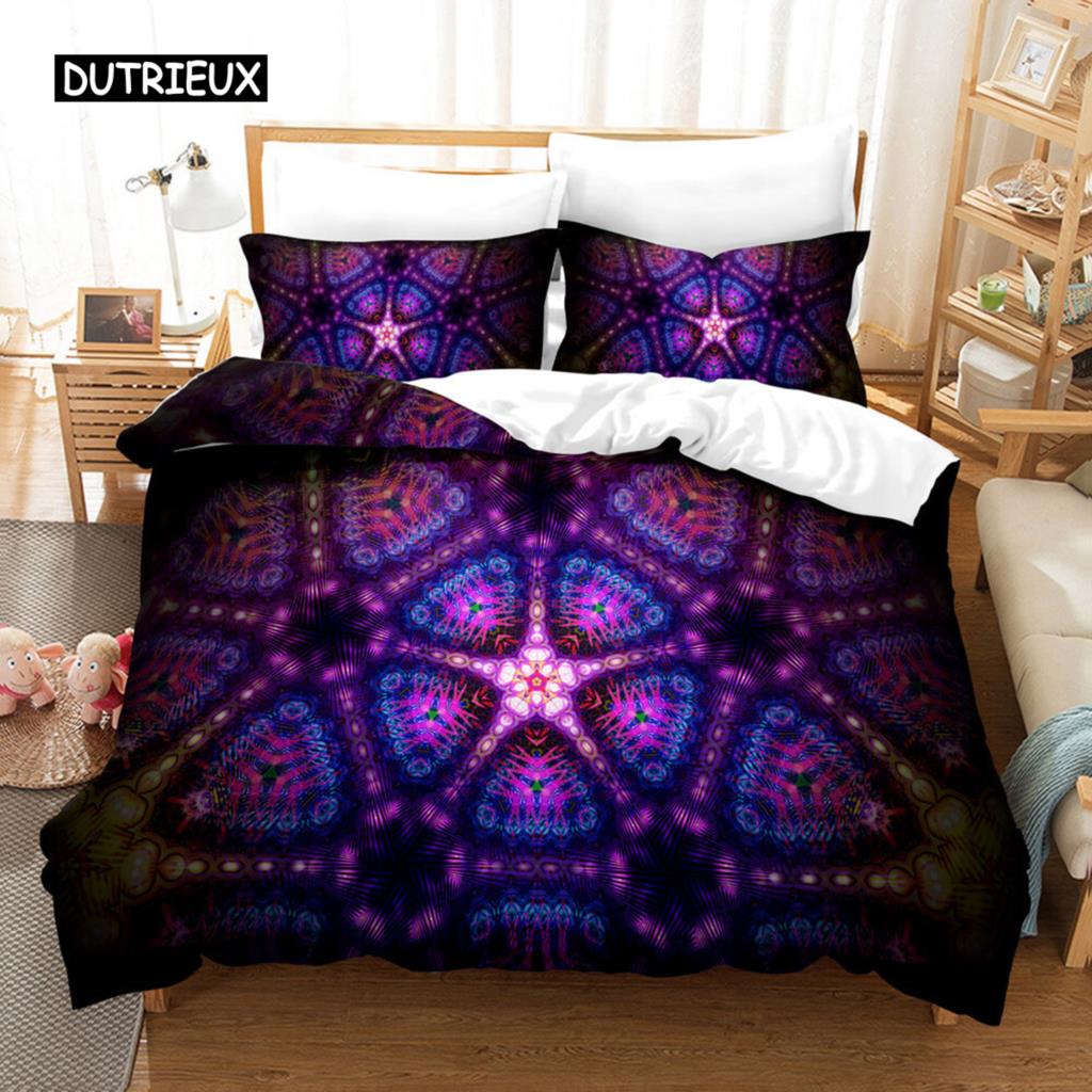 Trippy Duvet Cover Set Abstract Art Psychedelic Spiral In Vivid Rainbow Colors Bedding Set King Size Warped Space Quilt Cover