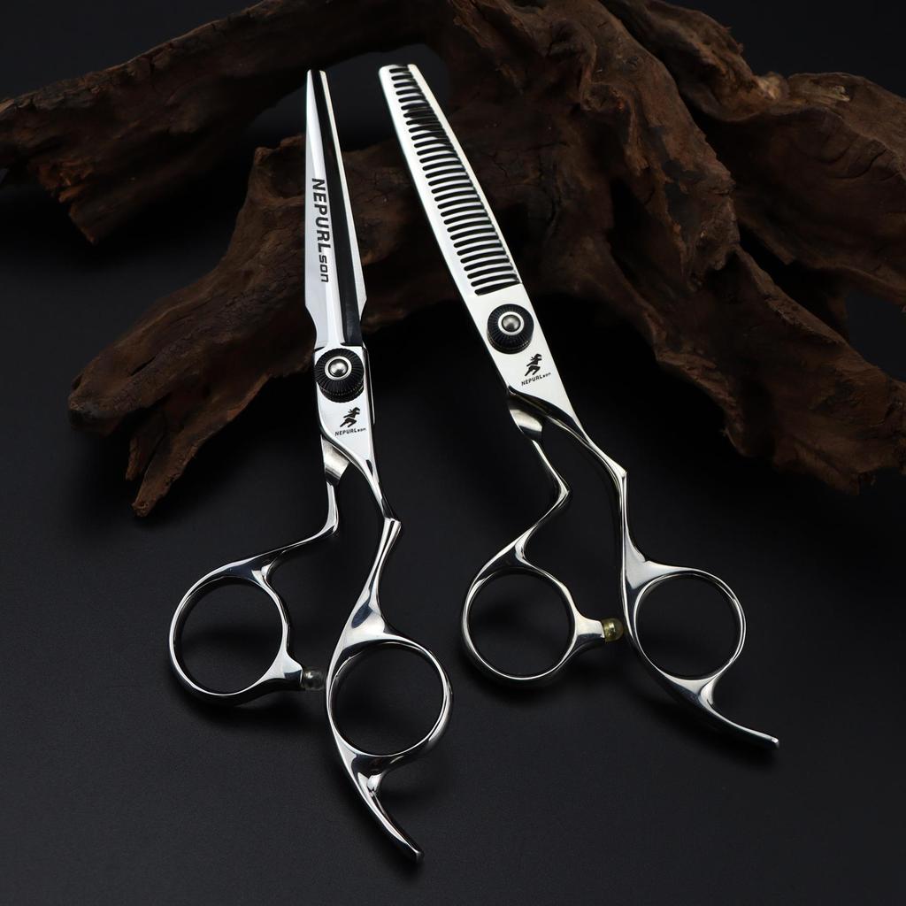 6.0" Napson Curved Handle Sword Hair Scissors: Barber & Thinning Shears