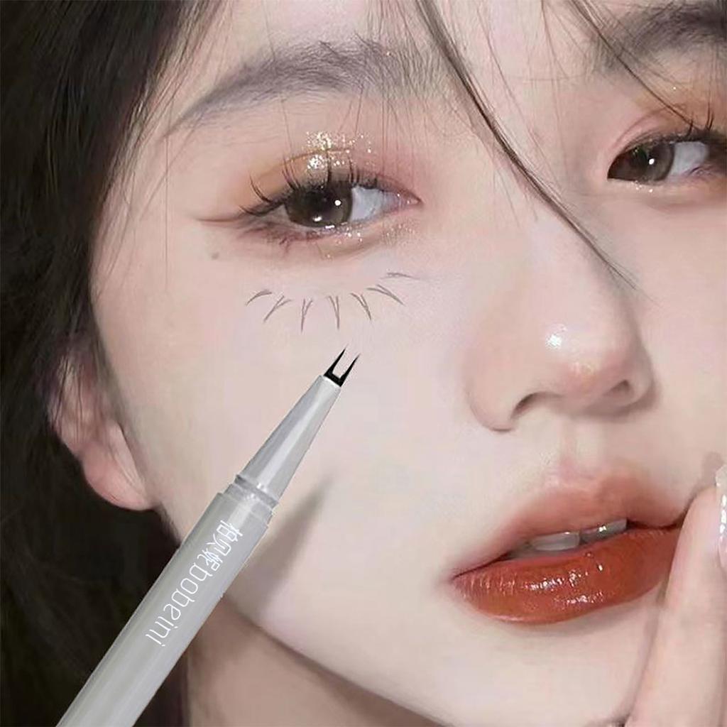 Double-claw Eyeliner Extremely Thin Two-claw Lower Eyelashes Eyeliner Liquid Pen Is Waterproof, Non-smudge and Sweat-proof