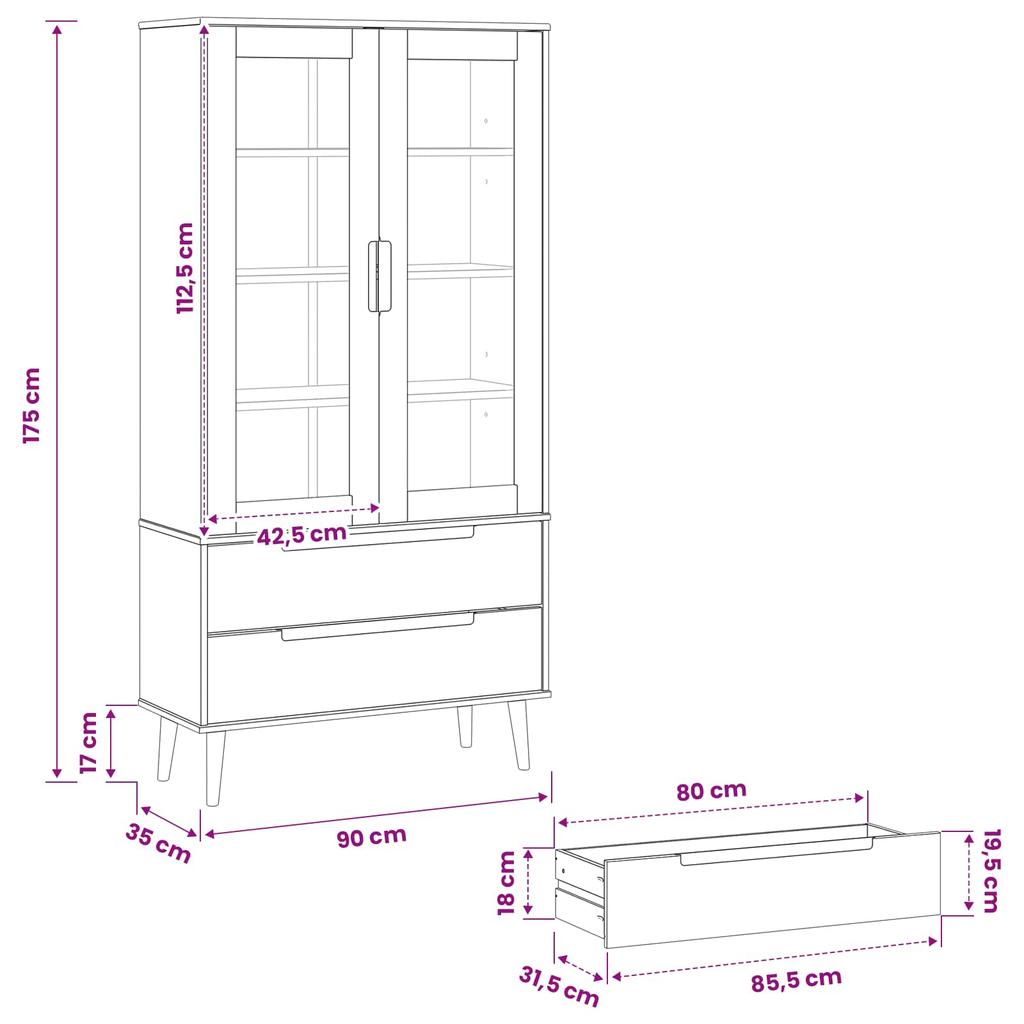 Black Glass Display Cabinet 90 x 35 x 175 cm